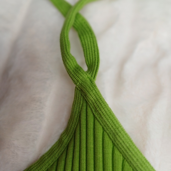 ZARA Green Ribbed Cutout Bodysuit | Criss-Cross Waist | Size M | NWT - Picture 12 of 16